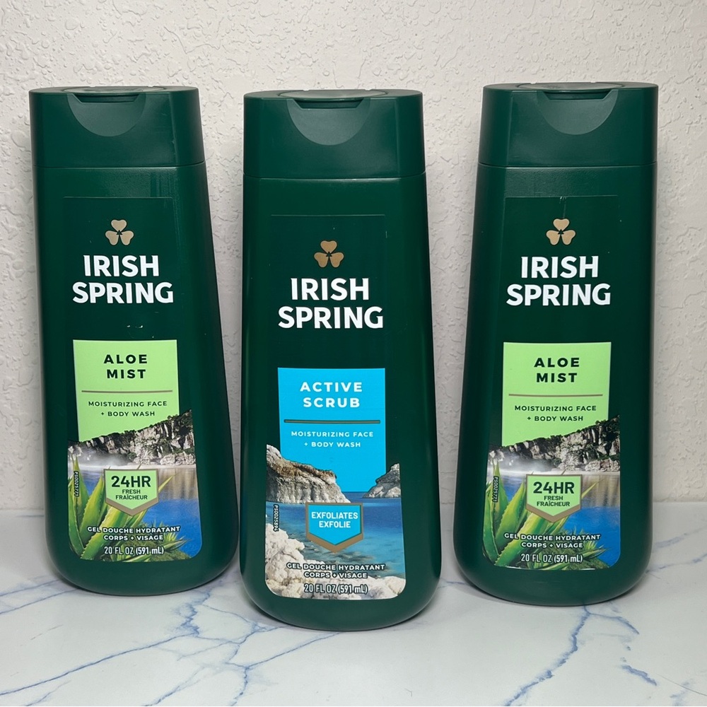 NEW Irish Spring Men’s Body Wash + Moisturizing Face Wash BUNDLE of 3